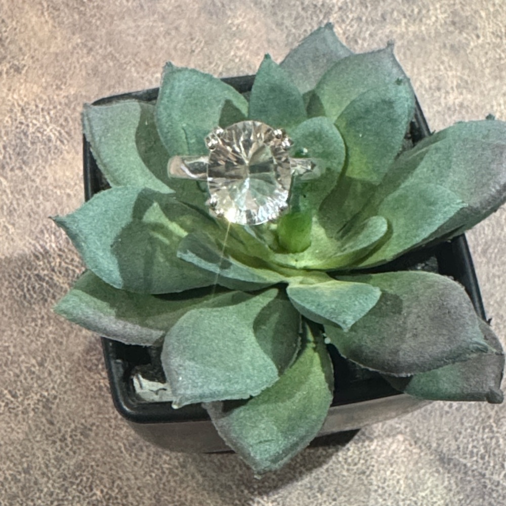 Round Silver Cz Solitaire Ring - image 1